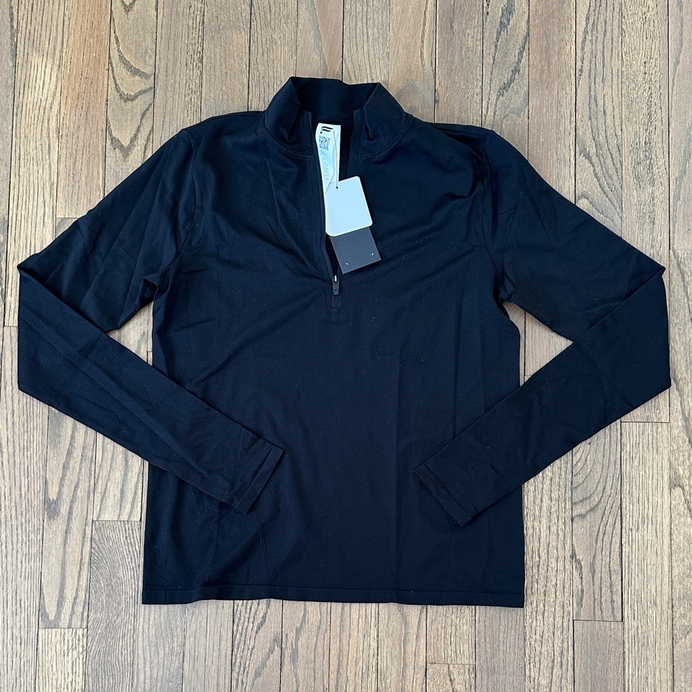 NWT Fabletics Black Quarter-Zip Long Sleeve Top